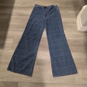 Van Heusen Blue Checkered Flare Jeans
